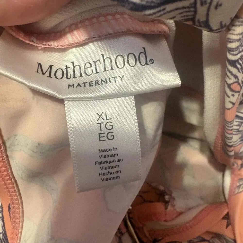 Motherhood Maternity | 2‎ Piece Strappy Tankini Peach Purple Floral Size XL
